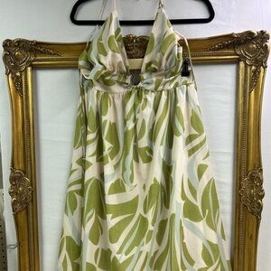 Commense Olive and Cream Patterned Dress